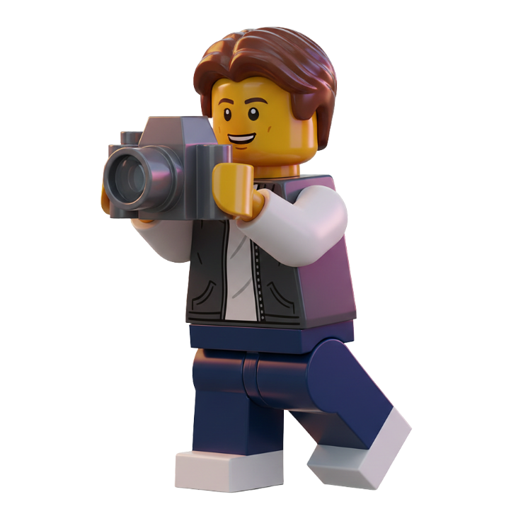 Personaje RevoLego fotografiando un momento especial